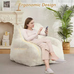 Fauteuil poire en fausse fourrure moelleuse pour adultes, grand canapé de sol rempli