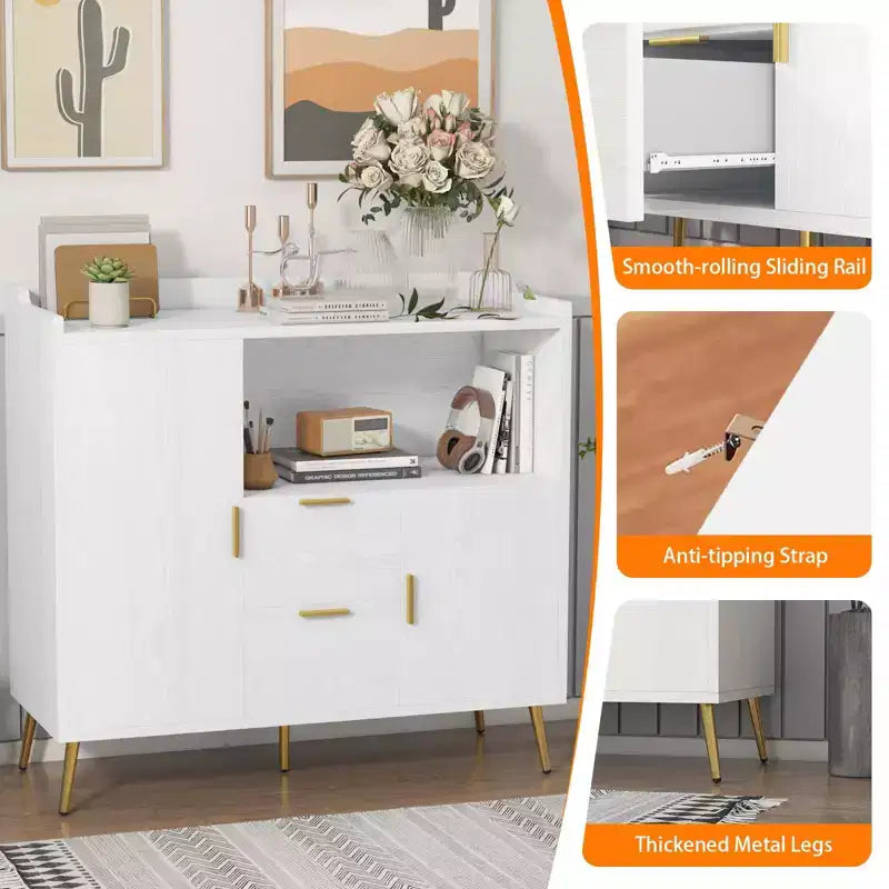 Meuble Buffet Bahut Armoire de Rangement avec Tiroirs Étagères