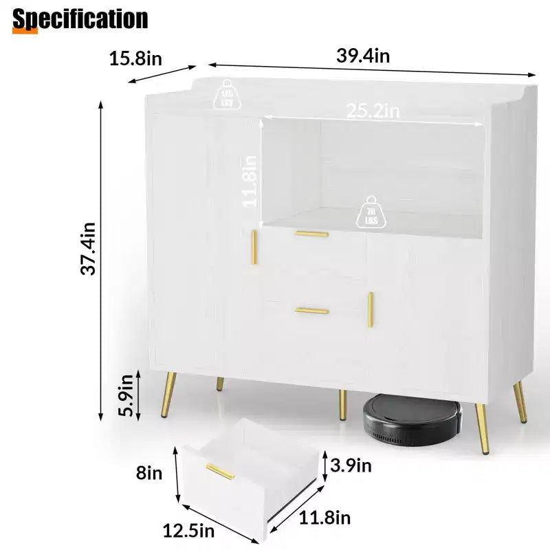 Meuble Buffet Bahut Armoire de Rangement avec Tiroirs Étagères