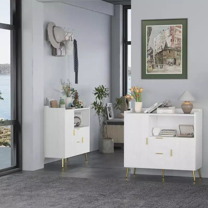 Meuble Buffet Bahut Armoire de Rangement avec Tiroirs Étagères
