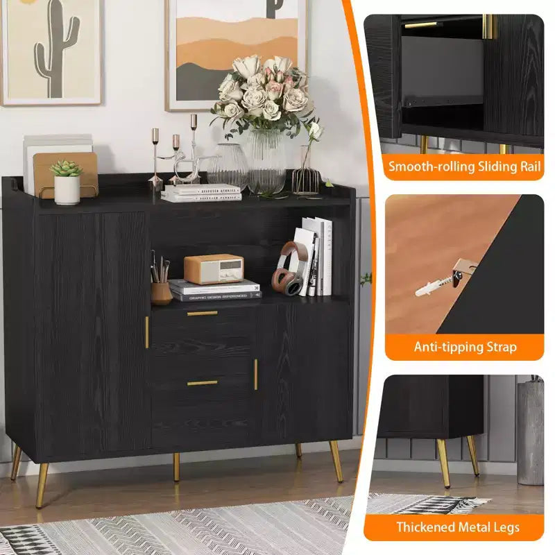 Meuble Buffet Bahut Armoire de Rangement avec Tiroirs Étagères