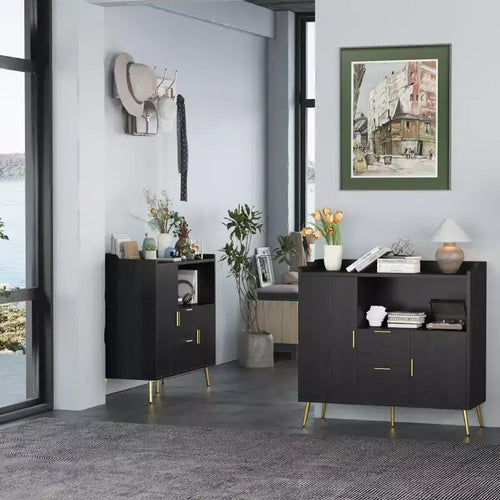Meuble Buffet Bahut Armoire de Rangement avec Tiroirs Étagères