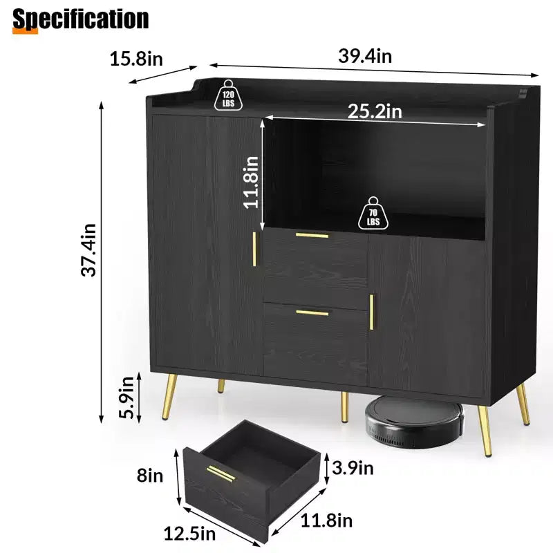 Meuble Buffet Bahut Armoire de Rangement avec Tiroirs Étagères