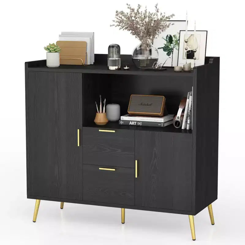 2 pack Buffet Cabinet 40 in Sideboard Storage Cabinet with Drawers Shelves & Doors Modern Wood Coffee Bar Station