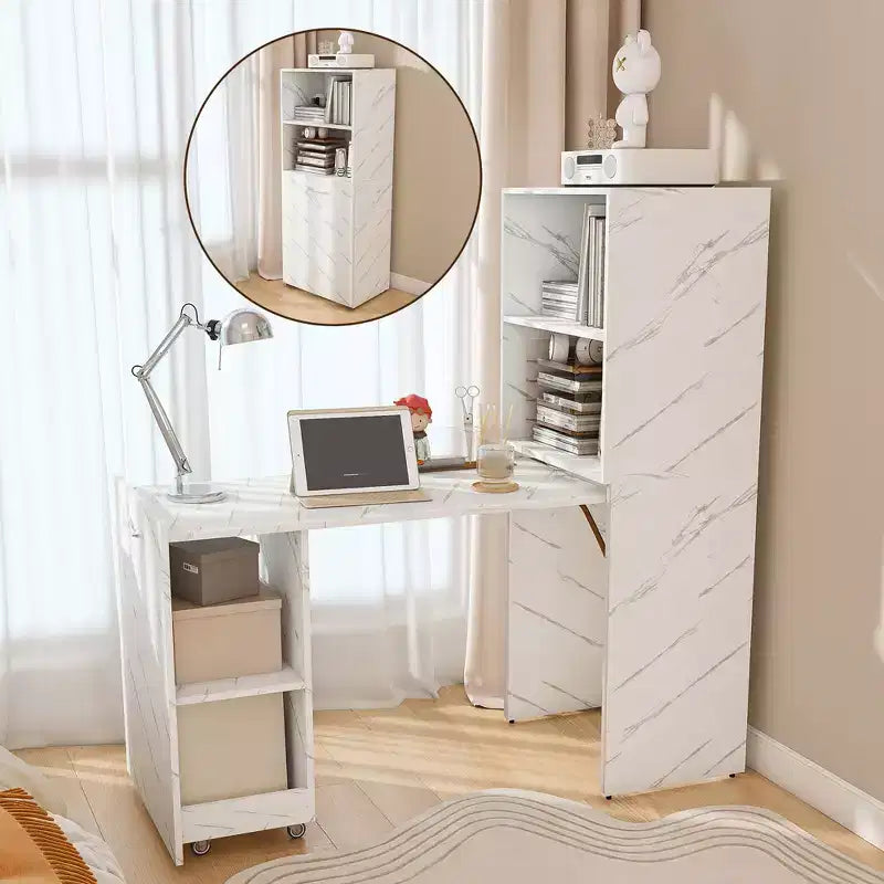 Compact Vanity Desk with LED Mirror 2 Large Drawers 3 Lighting Modes White