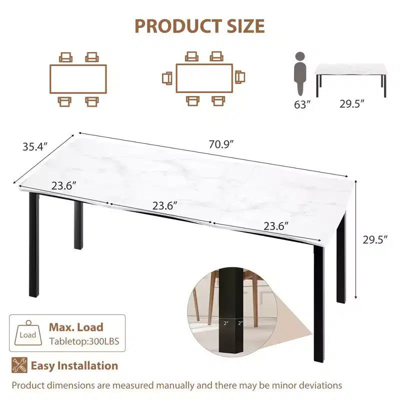 Table de salle à manger Wave Edge - Plateau MDF avec cadre métallique