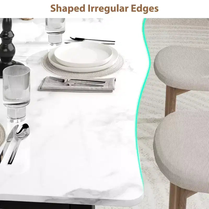 Table de salle à manger Wave Edge - Plateau MDF avec cadre métallique