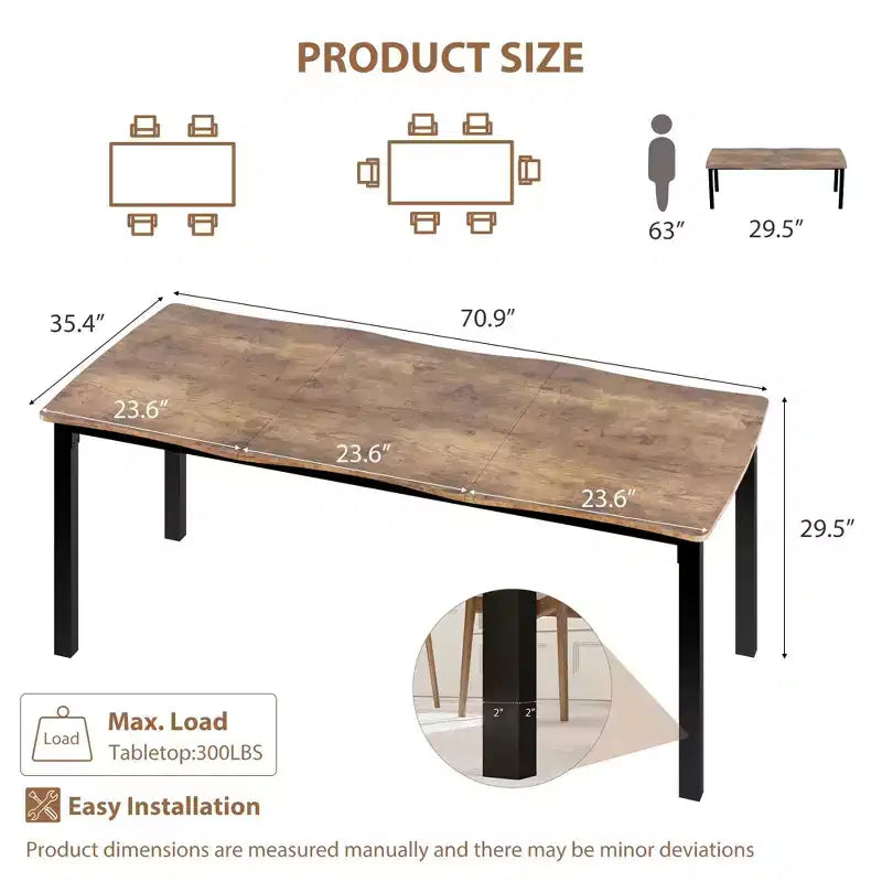 Table de salle à manger Wave Edge - Plateau MDF avec cadre métallique