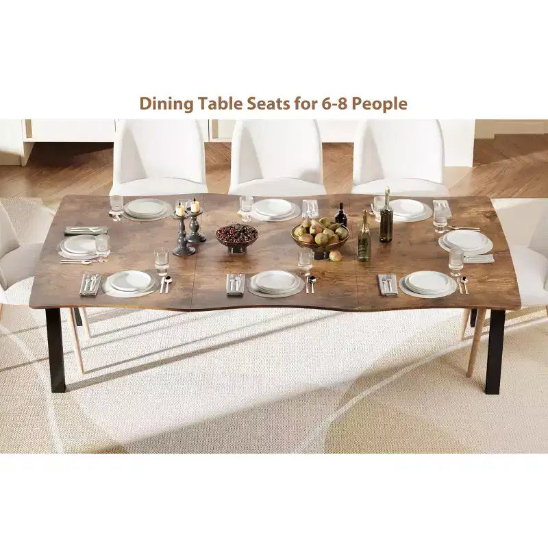 Table de salle à manger Wave Edge - Plateau MDF avec cadre métallique