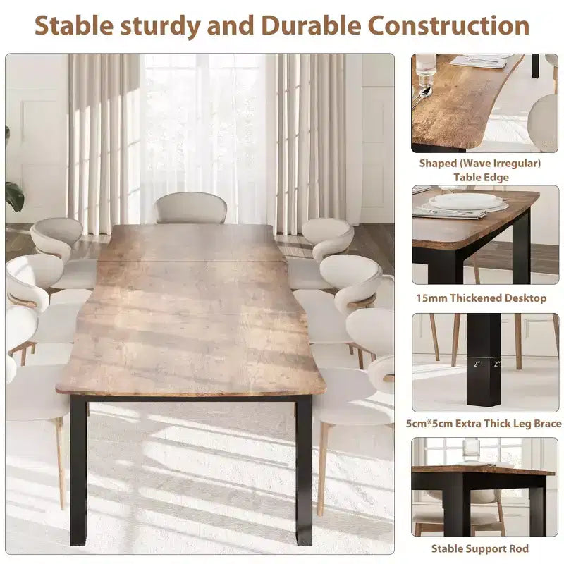 Table de salle à manger Wave Edge - Plateau MDF avec cadre métallique