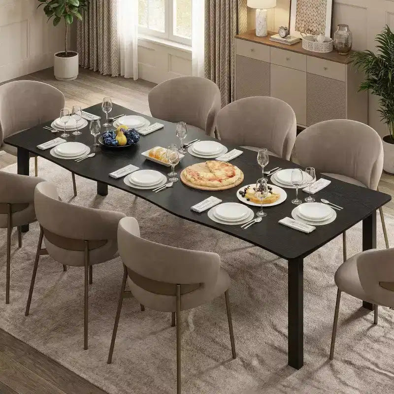 Table de salle à manger Wave Edge - Plateau MDF avec cadre métallique