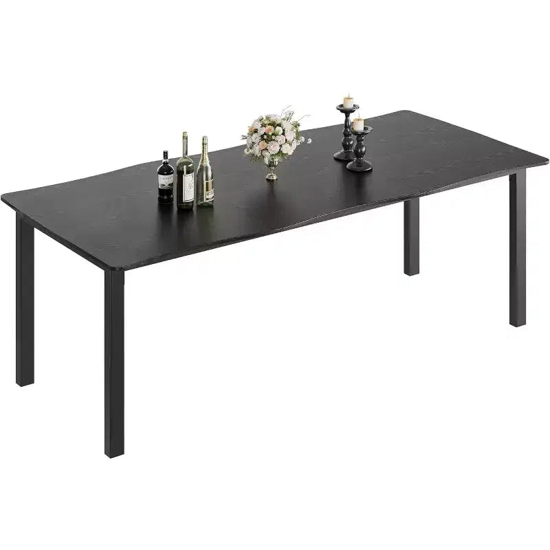 78.7 Wave Edge Dining Table - MDF Top with Metal Frame Seats 6-8 Perfect for Kitchen/Dining Room