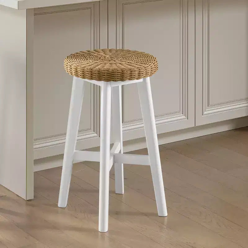 Alaterre Furniture 24in Round Bar Stool White
