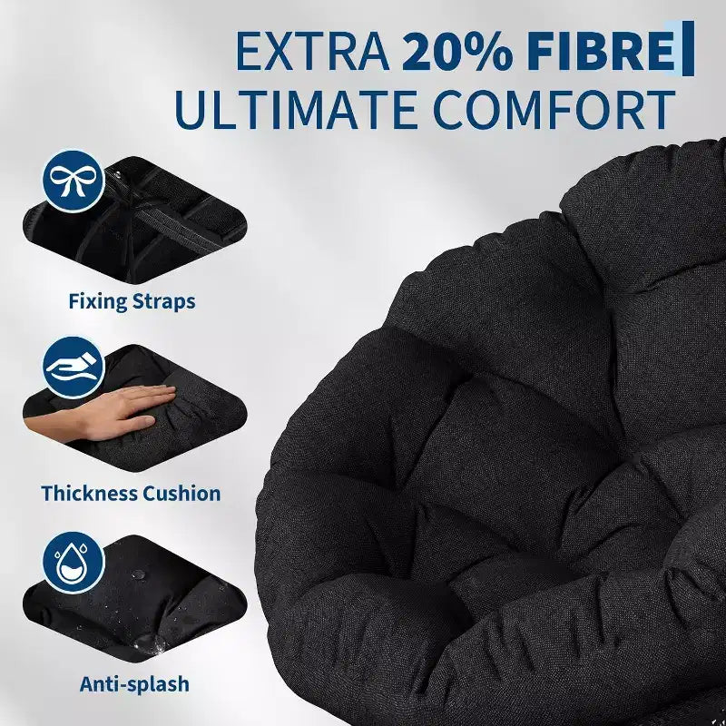 Fauteuil Papasan ergonomique en osier avec coussin en tissu doux ultra épais