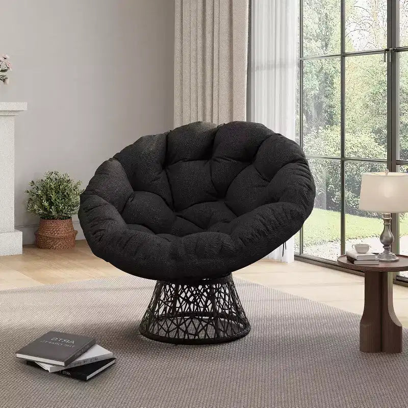 Fauteuil Papasan ergonomique en osier avec coussin en tissu doux ultra épais