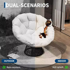 Fauteuil Papasan ergonomique en osier avec coussin en tissu doux ultra épais