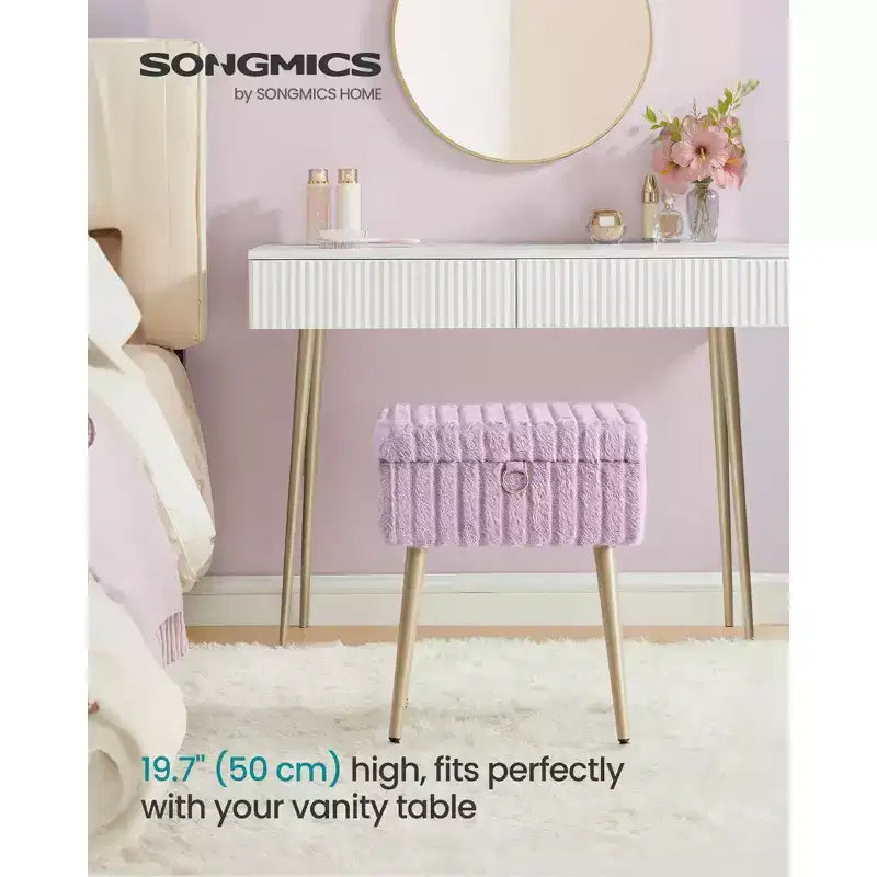 Tabouret de Maquillage avec Rangement Repose-Pieds Ottomane Pieds en Métal