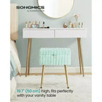 Tabouret de Maquillage avec Rangement Repose-Pieds Ottomane Pieds en Métal