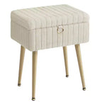SONGMICS Vanity Stool Chair with Storage Makeup Stool Footrest Footstool Ottoman Metal Legs Adjustable Feet