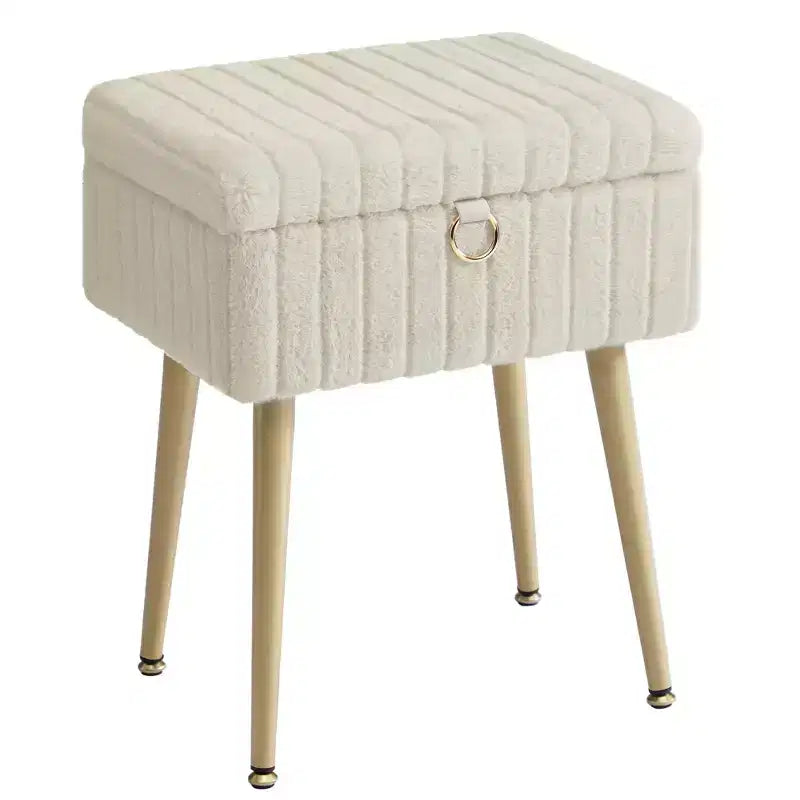 SONGMICS Vanity Stool Chair with Storage Makeup Stool Footrest Footstool Ottoman Metal Legs Adjustable Feet