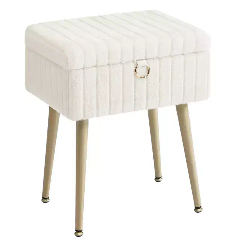 Tabouret de Maquillage avec Rangement Repose-Pieds Ottomane Pieds en Métal