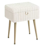 Tabouret de Maquillage avec Rangement Repose-Pieds Ottomane Pieds en Métal