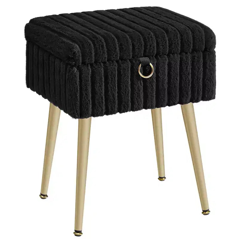 Tabouret de Maquillage avec Rangement Repose-Pieds Ottomane Pieds en Métal