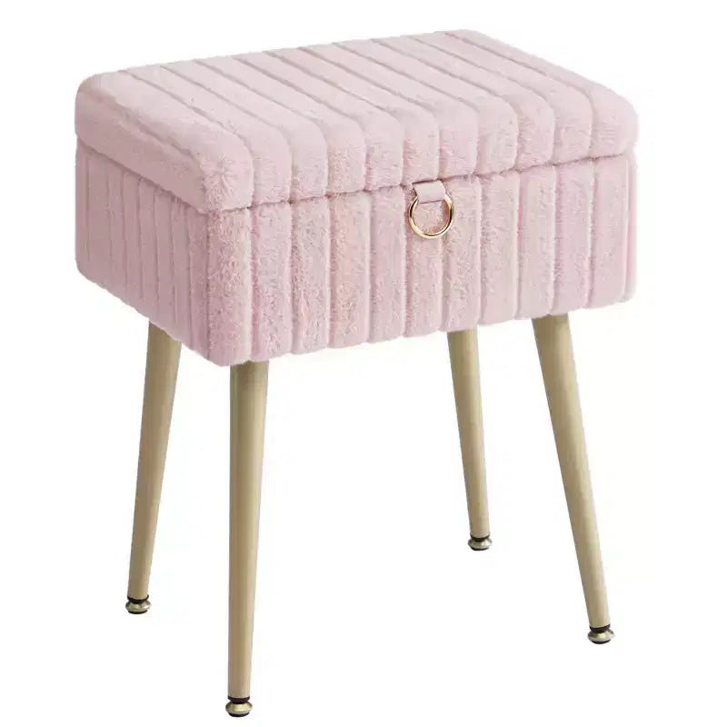 Tabouret de Maquillage avec Rangement Repose-Pieds Ottomane Pieds en Métal