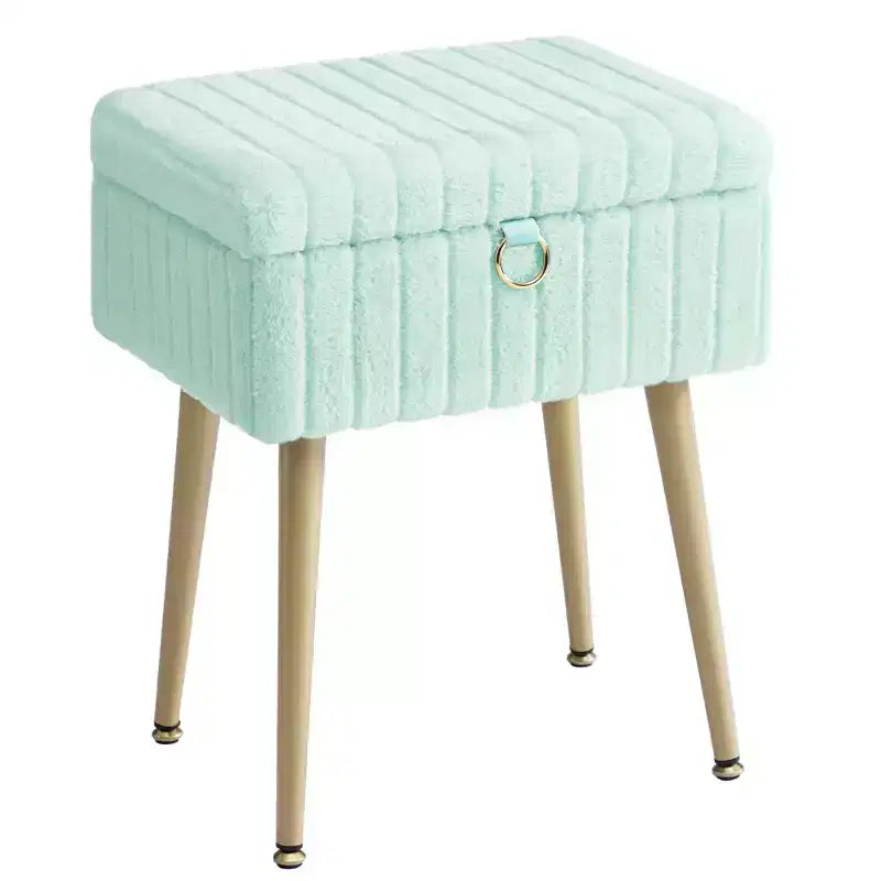 Tabouret de Maquillage avec Rangement Repose-Pieds Ottomane Pieds en Métal