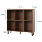 Bibliothèque à 6 cubes - Étagère de rangement en bois à 2 niveaux, marron rétro