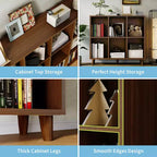 Bibliothèque à 6 cubes - Étagère de rangement en bois à 2 niveaux, marron rétro