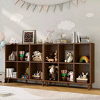 Bibliothèque à 6 cubes - Étagère de rangement en bois à 2 niveaux, marron rétro