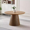 47 Modern Round Pedestal Dining Table for 4 Multi-Functional Kitchen Table Coffee Table or Accent Table with Slatted Base-Panipeachy