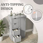 Meuble de rangement de salle de bain gris avec 4 tiroirs et 1 porte