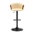 Tabouret de bar pivotant, réglable, en bois et similicuir
