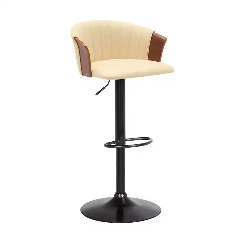 Tabouret de bar pivotant, réglable, en bois et similicuir