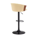 Tabouret de bar pivotant, réglable, en bois et similicuir