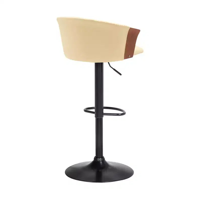 Tabouret de bar pivotant, réglable, en bois et similicuir