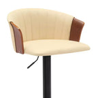 Tabouret de bar pivotant, réglable, en bois et similicuir