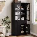 Farmhouse Pantry Cabinet 71.9 Tall Freestanding Kitchen Cabinet with Tempered Glass Doors& Anti-Tip Design for Kitchen Dining Room & Living Room