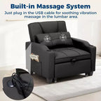 Canapé-lit convertible 4-en-1 avec oreiller de massage - USB/Type-C et porte-gobelets