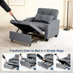 Canapé-lit convertible 4-en-1 avec oreiller de massage - USB/Type-C et porte-gobelets