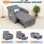 Canapé-lit convertible 4-en-1 avec oreiller de massage - USB/Type-C et porte-gobelets