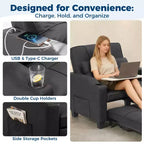 Canapé-lit convertible 4-en-1 avec oreiller de massage - USB/Type-C et porte-gobelets