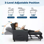 Canapé-lit convertible 4-en-1 avec oreiller de massage - USB/Type-C et porte-gobelets