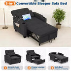Canapé-lit convertible 4-en-1 avec oreiller de massage - USB/Type-C et porte-gobelets