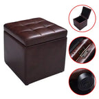 Cube Ottoman Pouf Boîte de Rangement Siège de Salon Repose-Pieds