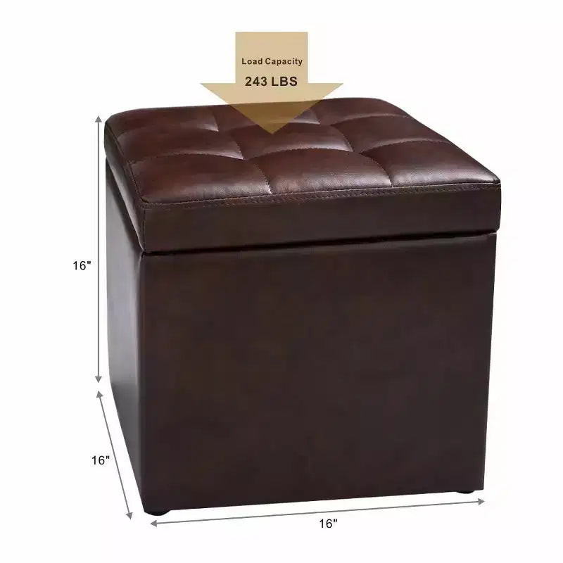 Cube Ottoman Pouf Boîte de Rangement Siège de Salon Repose-Pieds