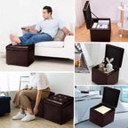 Cube Ottoman Pouf Boîte de Rangement Siège de Salon Repose-Pieds