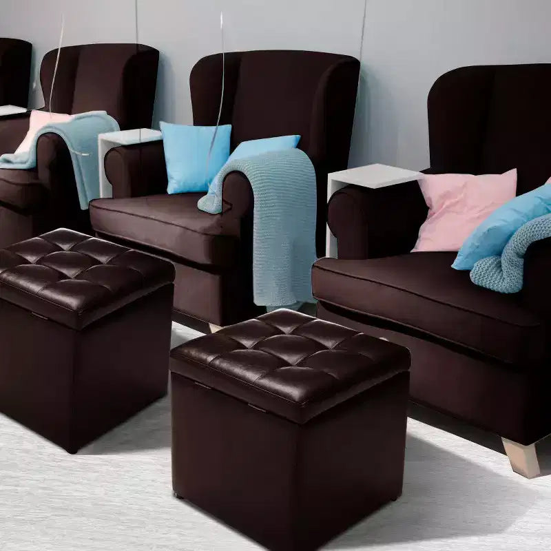 Cube Ottoman Pouf Boîte de Rangement Siège de Salon Repose-Pieds